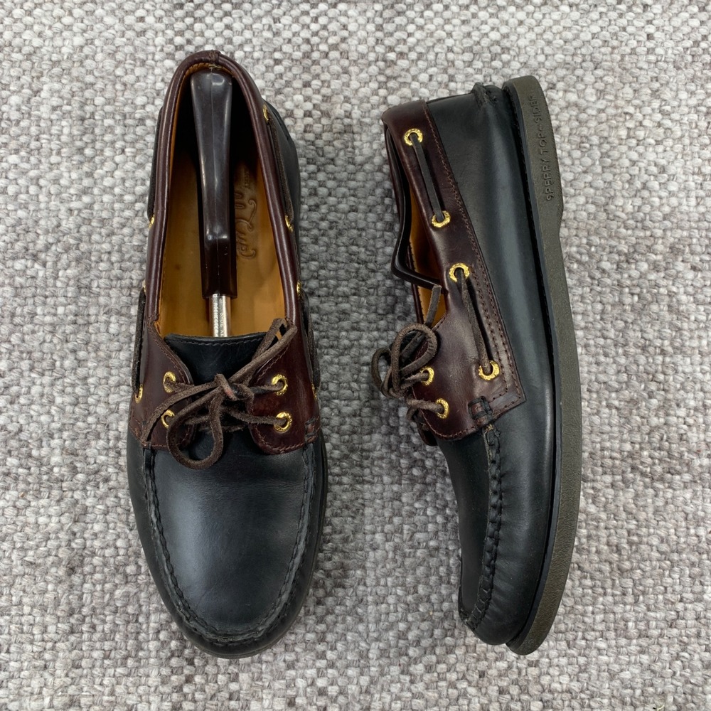 Sperry Gold Cup Boat Shoes Mens 11 M Black Brown Leather STS12955 Original